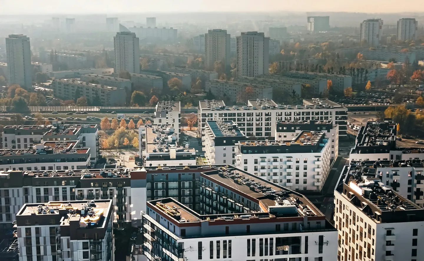 Bloki mieszkalne w Poznaniu widziane z góry