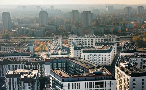 Bloki mieszkalne w Poznaniu widziane z góry
