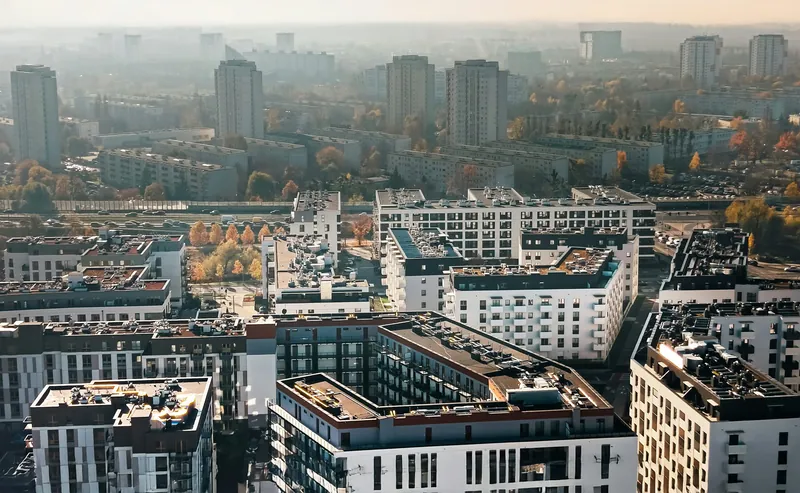 Bloki mieszkalne w Poznaniu widziane z góry